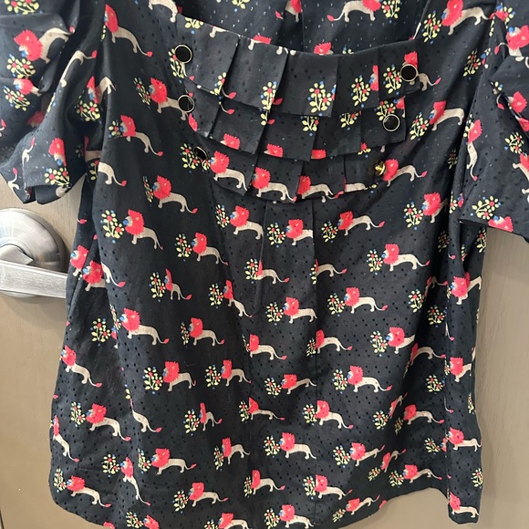 124. Anthropologie Noble Lore Lion Top By Leifsdottir Women’s Size 8 Silk Cotton - Picture 2 of 6